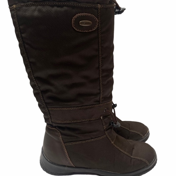 Olang Brown Nylon 100% Wool Lined Winter Boots With Built In Ice Grips Spikes - Picture 4 of 16